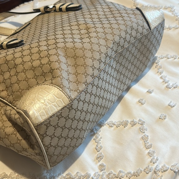 Authentic CELINE Vintage Macadam Canvas Leather Tote Shoulder/Hand Bag Beige - Picture 5 of 11